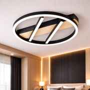 Lustra LED Round Zenn Black+Wood Echivalent 400W Telecomanda