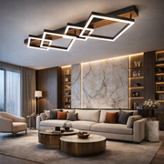 Lustra LED Zenn Gigant Black+Wood 105cm Echivalent 800W Telecomanda