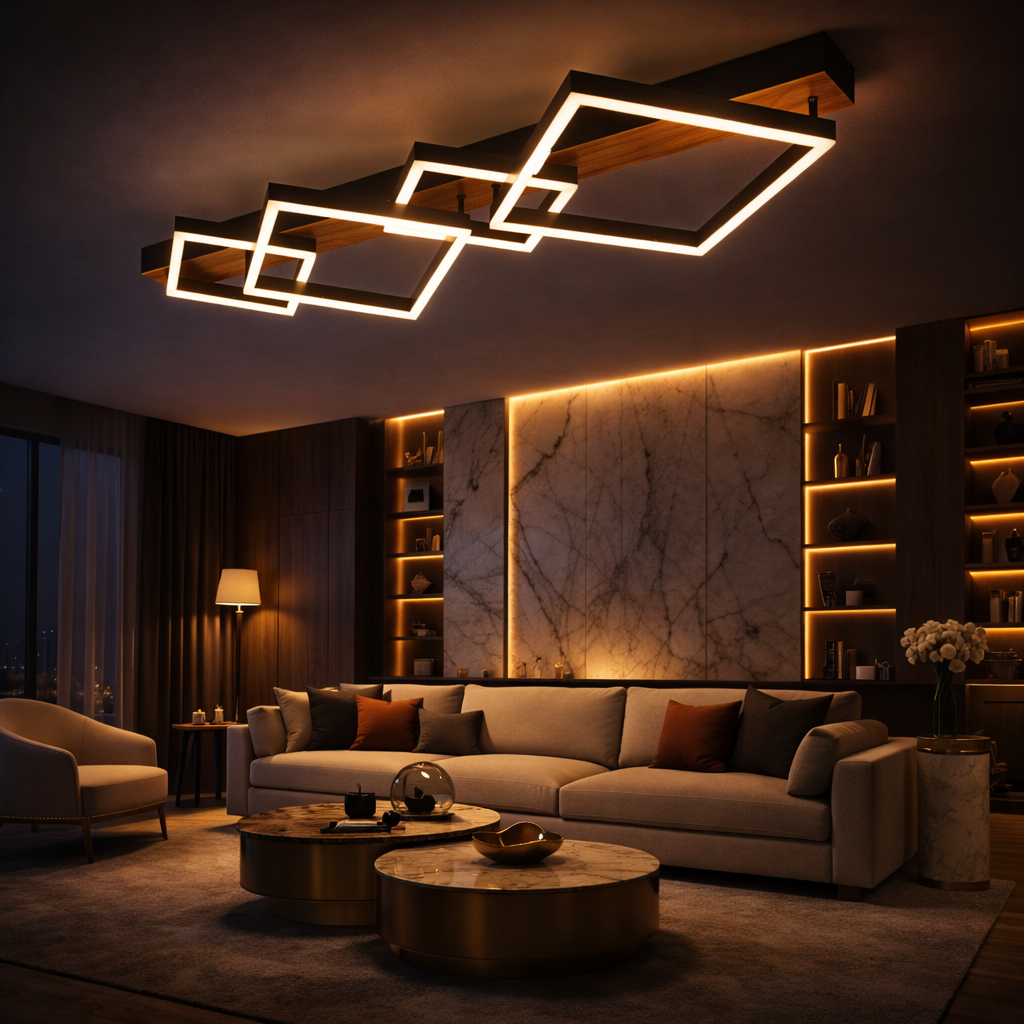 Lustra LED Zenn Gigant Black+Wood 105cm Echivalent 800W Telecomanda