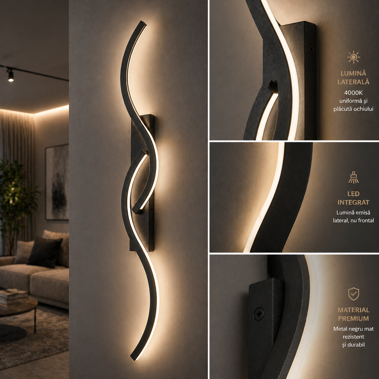 Aplica LED Eternity Black 20W 80cm