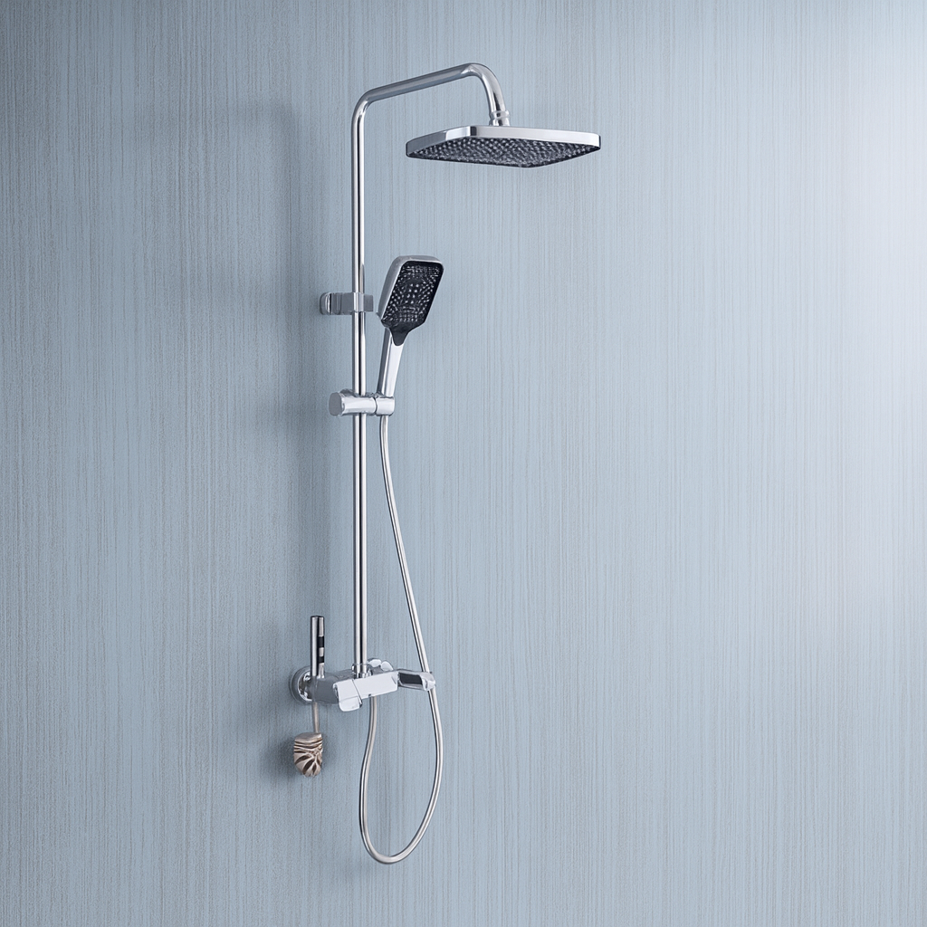 Coloana de Dus Premium 1803 Crom Cu Afisaj LCD Cap Tip Ploaie