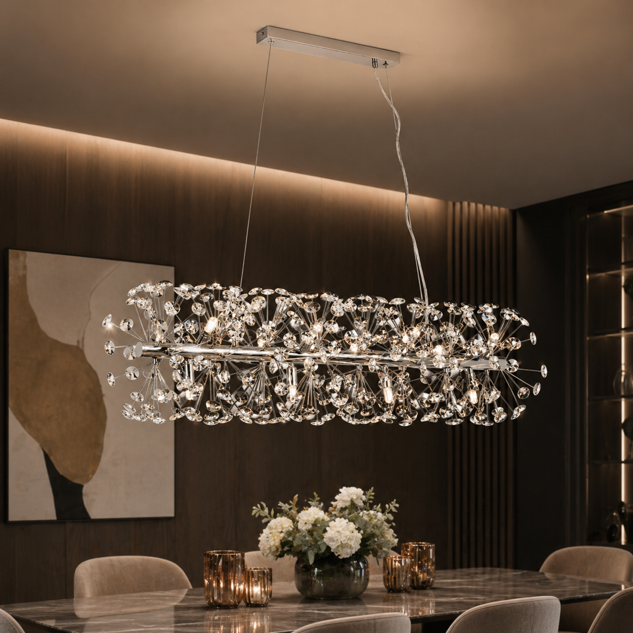 Lustra Suspendata Crystal Dandelion Silver LINIAR