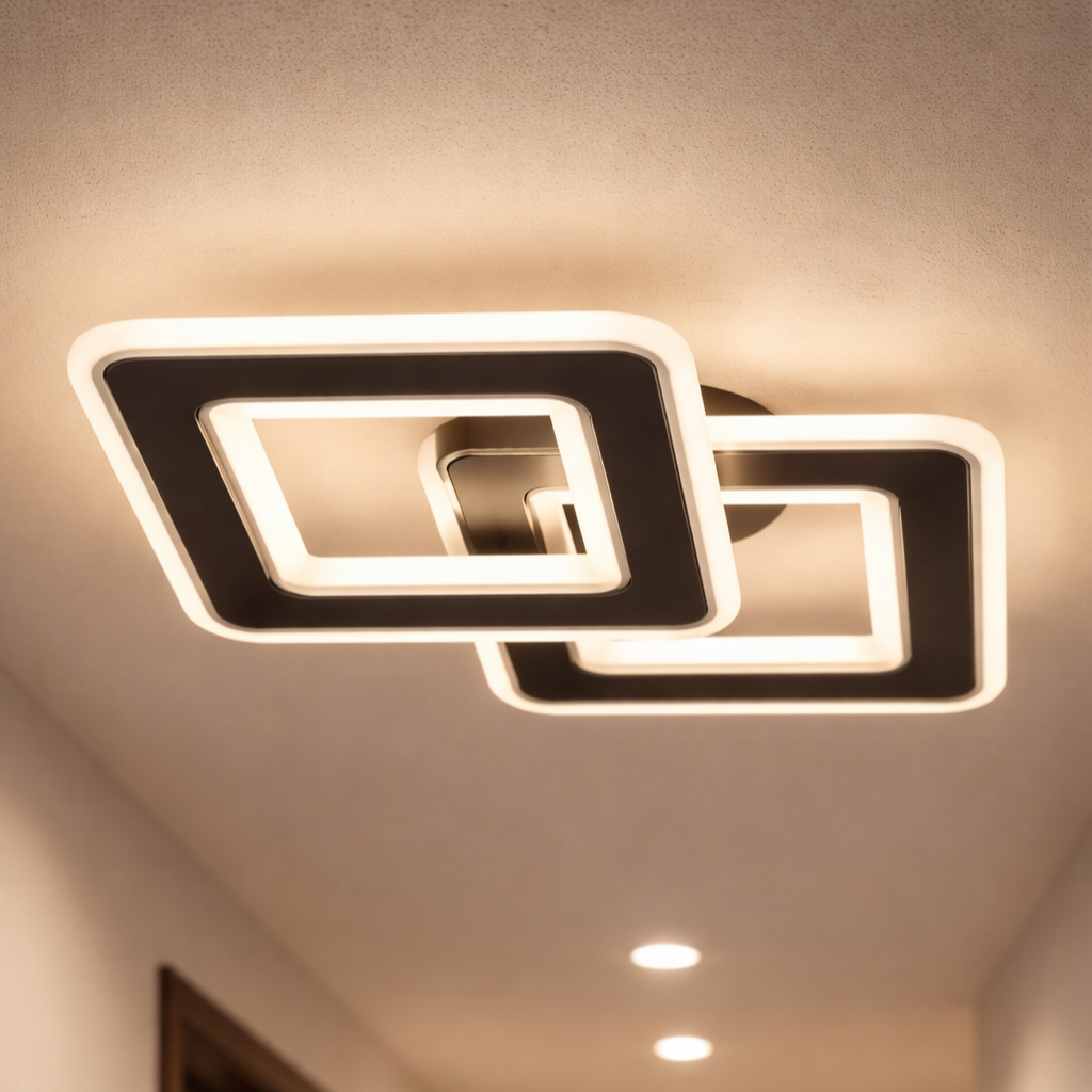 Aplica LED Square GRIDLINE Neagra Echivalent 300W Telecomanda