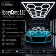 HoneyComb LED 14x Hexagoane cu Rama 672W, 73920lm, 484x243cm 6500K