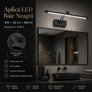 Aplica LED Baie Neagra 12W 55cm, 850lm Reglabila ANKA