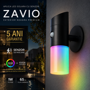 Aplica LED Solara cu Senzor ZAVIO Exterior Neagra Premium