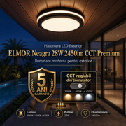 Plafoniera LED Exterior ELMOR Neagra 30cm 28W 2450lm CCT Premium