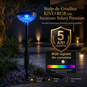 Stalp de Gradina AMBERLY RGB cu Incarcare Solara Premium
