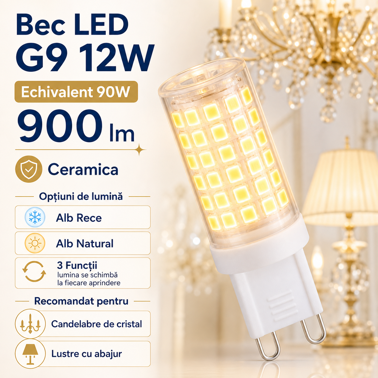 Bec LED G9 12W Echivalent 90W Ceramica