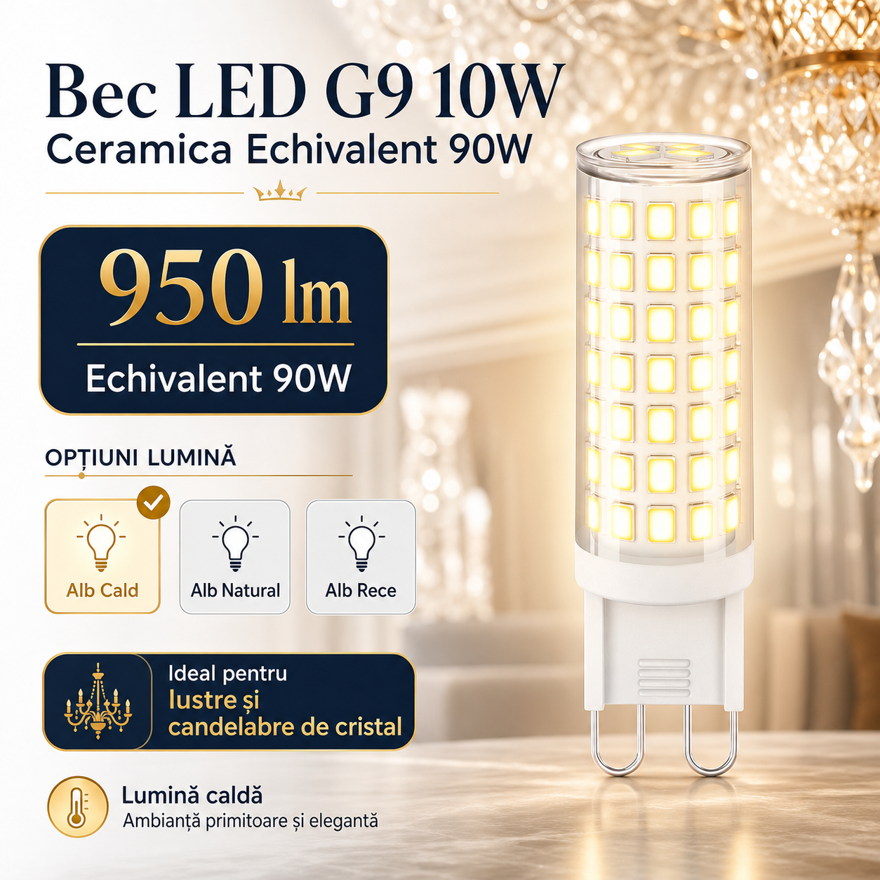 Bec LED G9 10W Ceramica Echivalent 90W