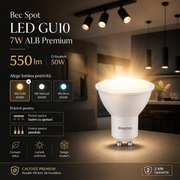 Bec Spot LED GU10 7W ALB Premium Echivalent 50W
