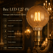 Bec LED E27 Vintage G80 4W Fumuriu 2200K