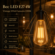 Bec LED E27 Vintage ST64 4W Fumuriu 2200K