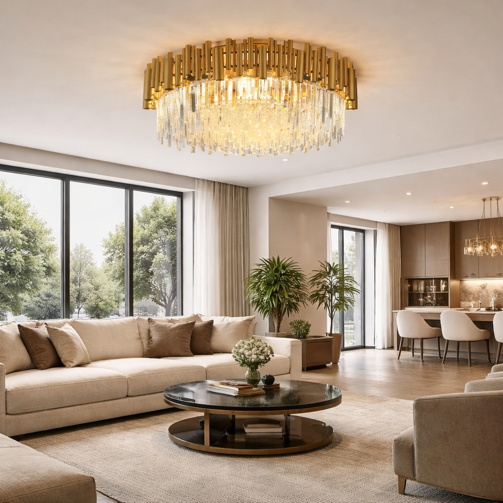 Candelabru Cristal Aplicat Rotund Golden Tubes Luxury 80CM