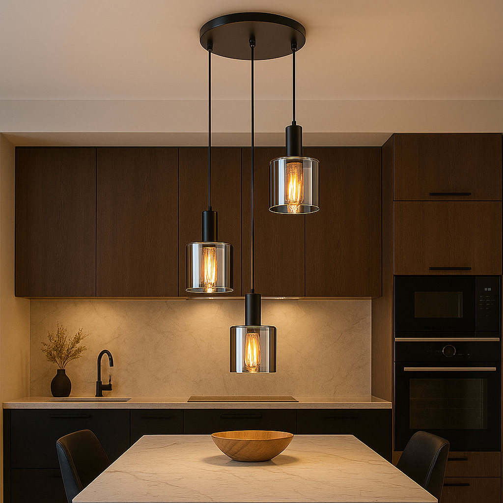 Lustra Abajur Fumuriu SAVIO Suport Rotund 3xE27