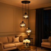 Lustra Abajur Fumuriu FIORE Suport Rotund 3xE27