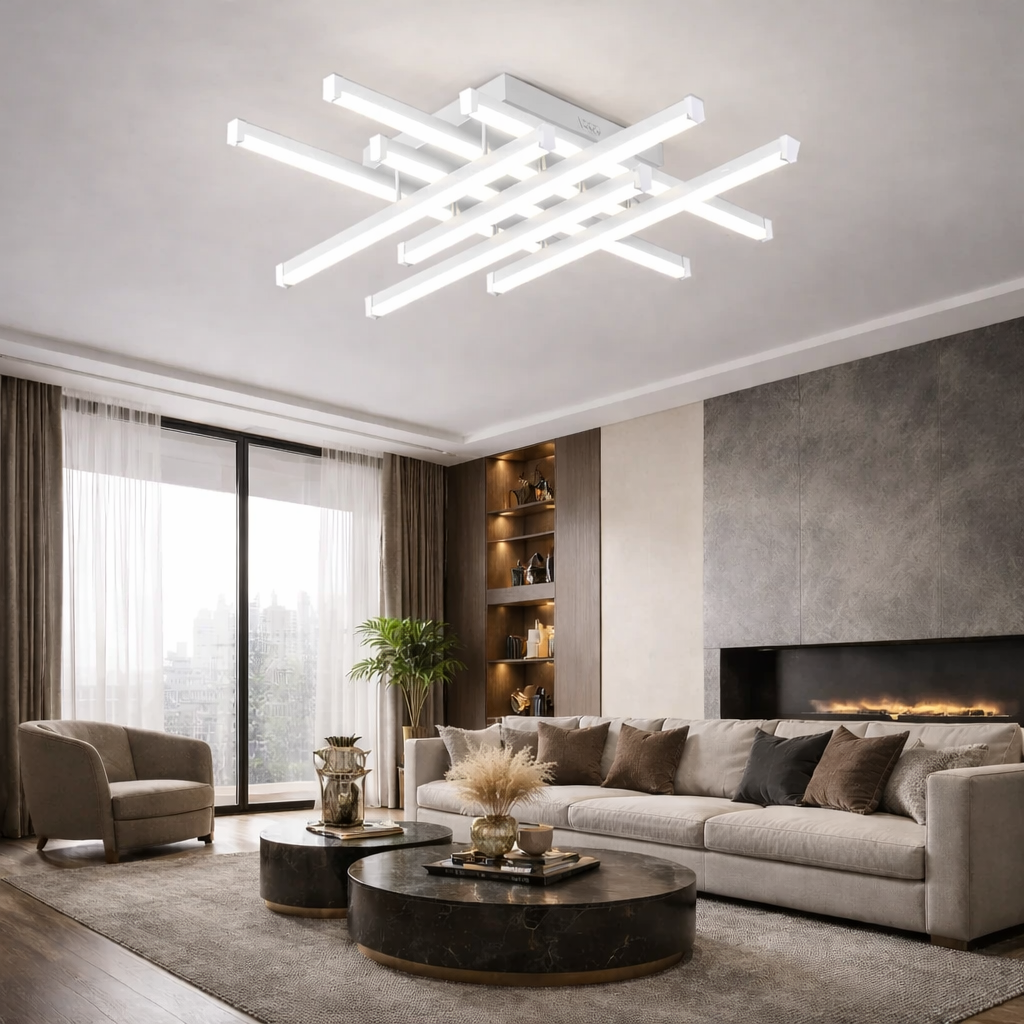 Lustra LED 8 LINES Design Alba Echivalent 800W Telecomanda