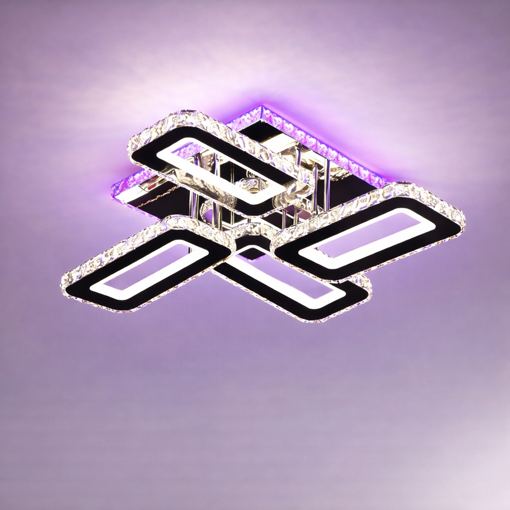 Lustra LED CROSS RGB Cristal Echivalent 600W Telecomanda