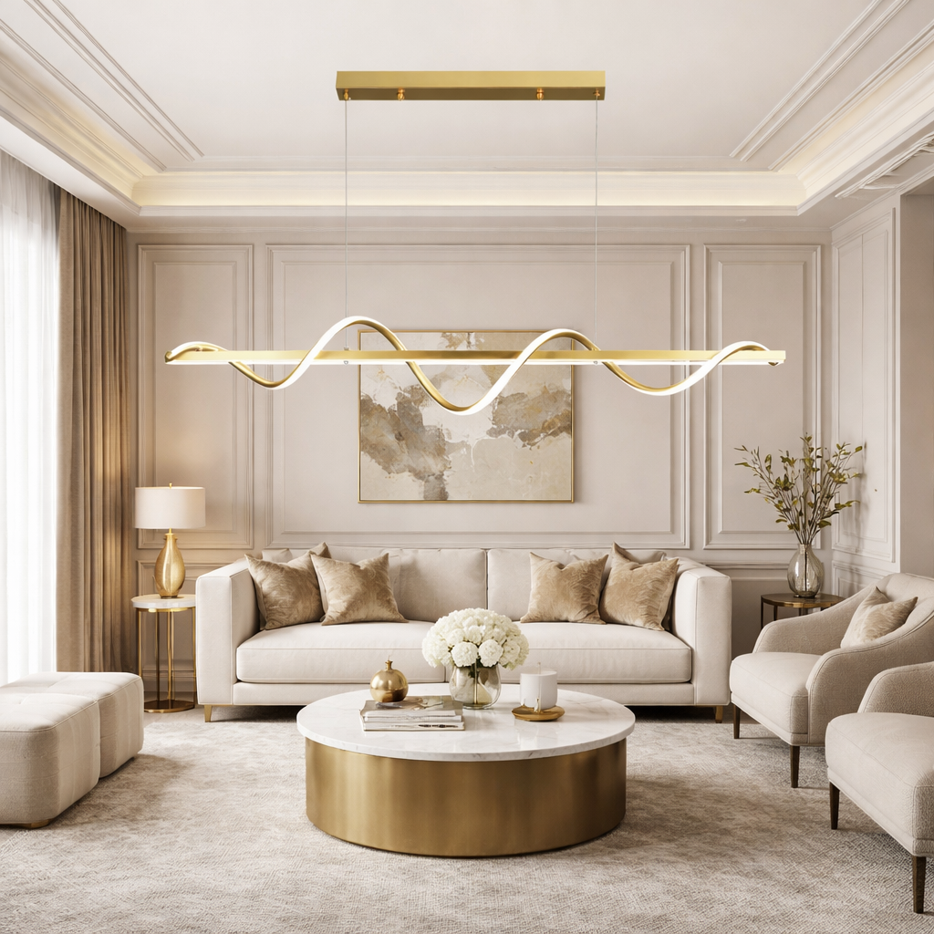 Lustra LED Suspendata Serpent Gold Echivalent 400W Telecomanda