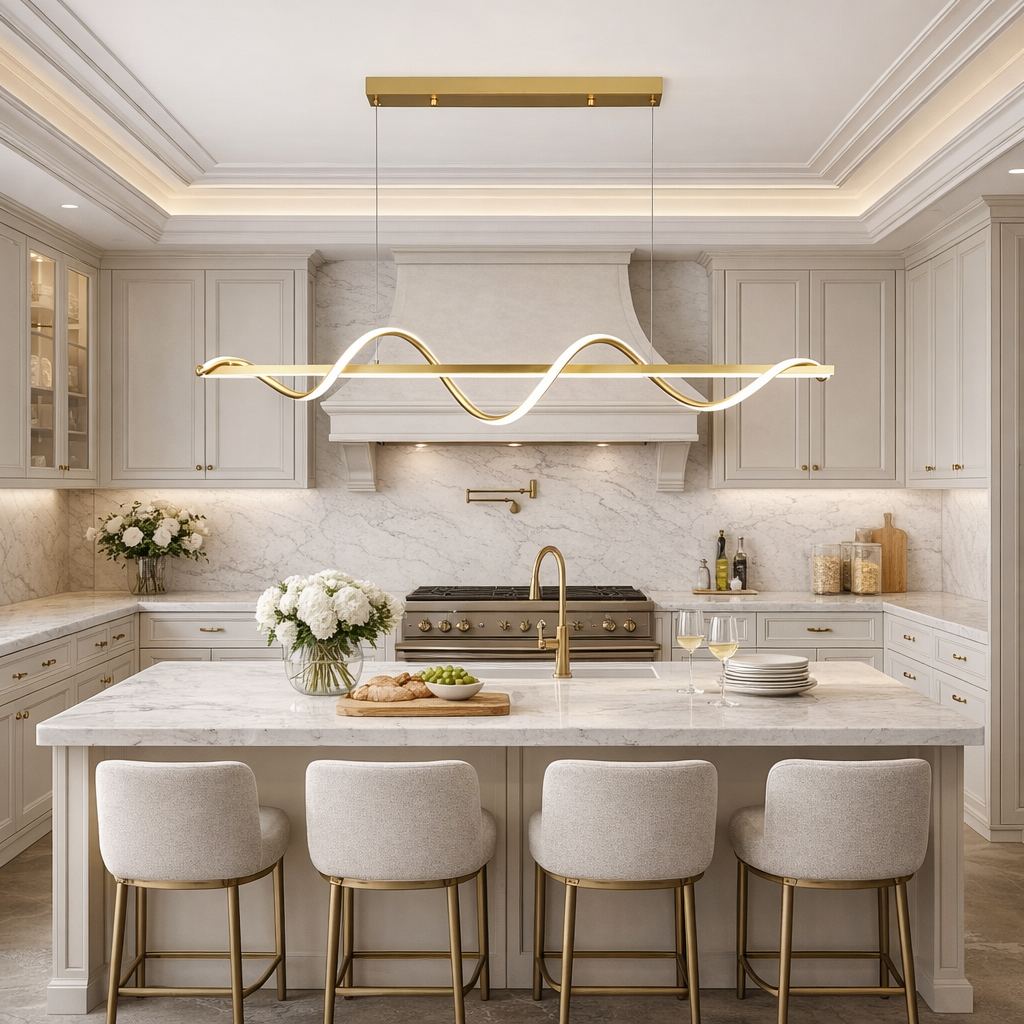 Lustra LED Suspendata Serpent Gold Echivalent 400W Telecomanda