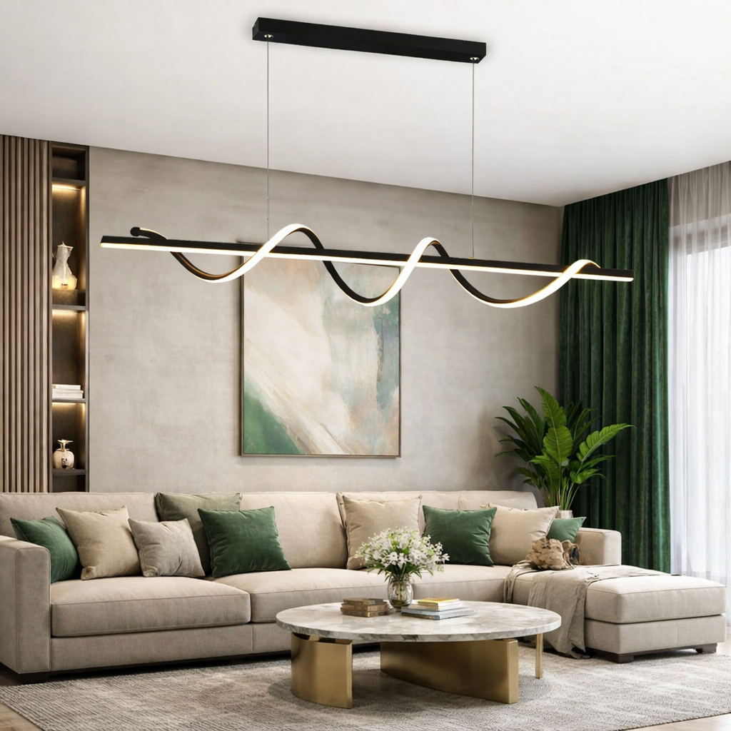 Lustra LED Suspendata Serpent Black Echivalent 400W Telecomanda