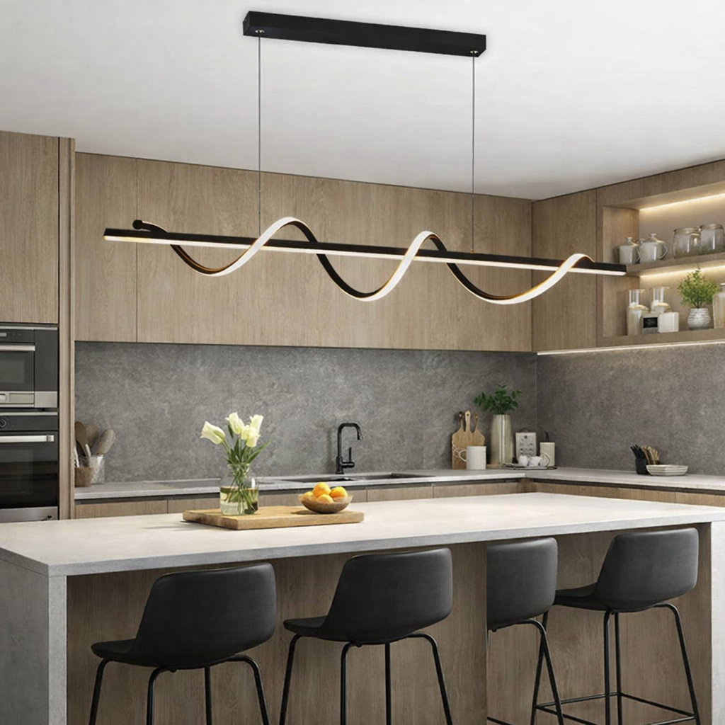 Lustra LED Suspendata Serpent Black Echivalent 400W Telecomanda