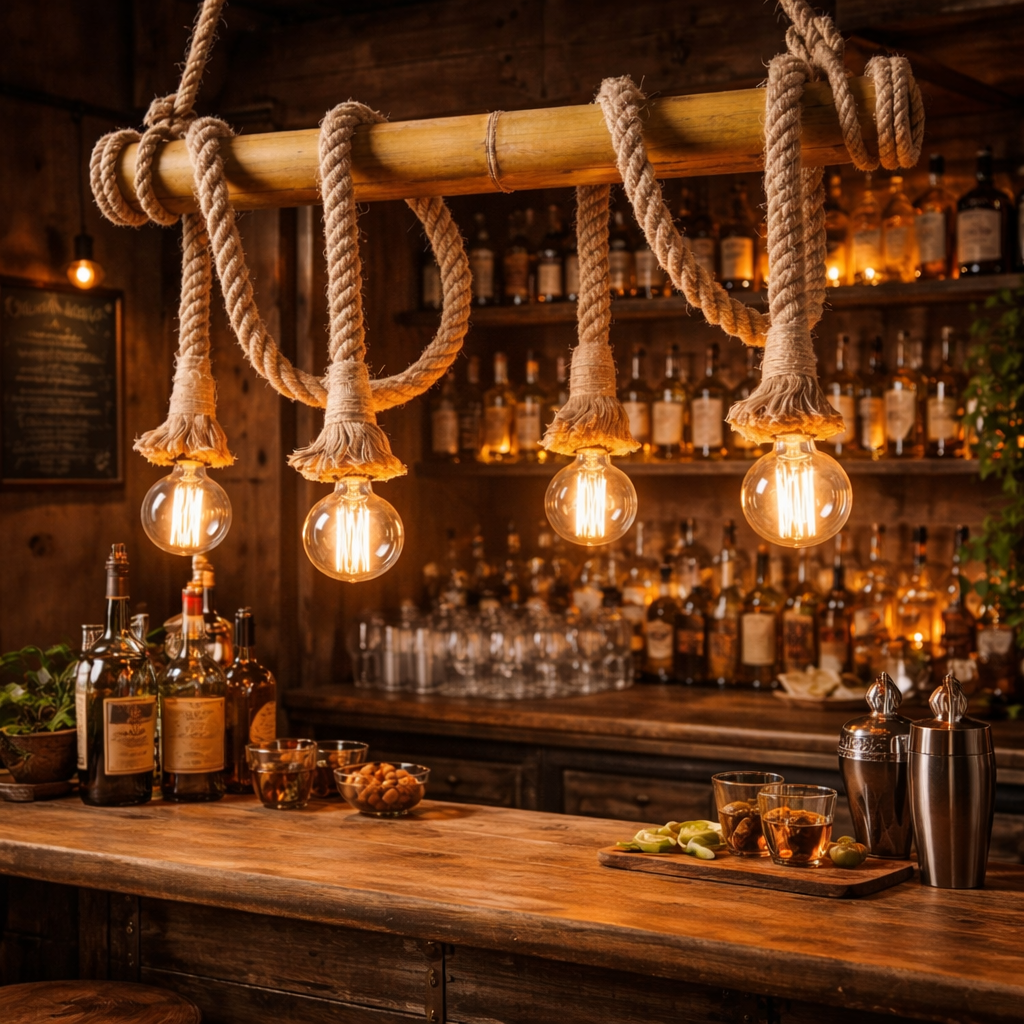 Lustra Retro Design Bamboo 4XE27