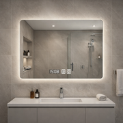 Oglinda LED Dreptunghiulara cu Ceas 100x80cm Functie Dezaburire si Touch