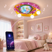 Lustra LED EARTH Pink cu Boxa si Bluetooth Echivalent 300W