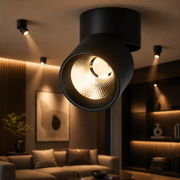 Spot LED Cilindric Aplicat Orientabil Negru 10W Lumina Calda