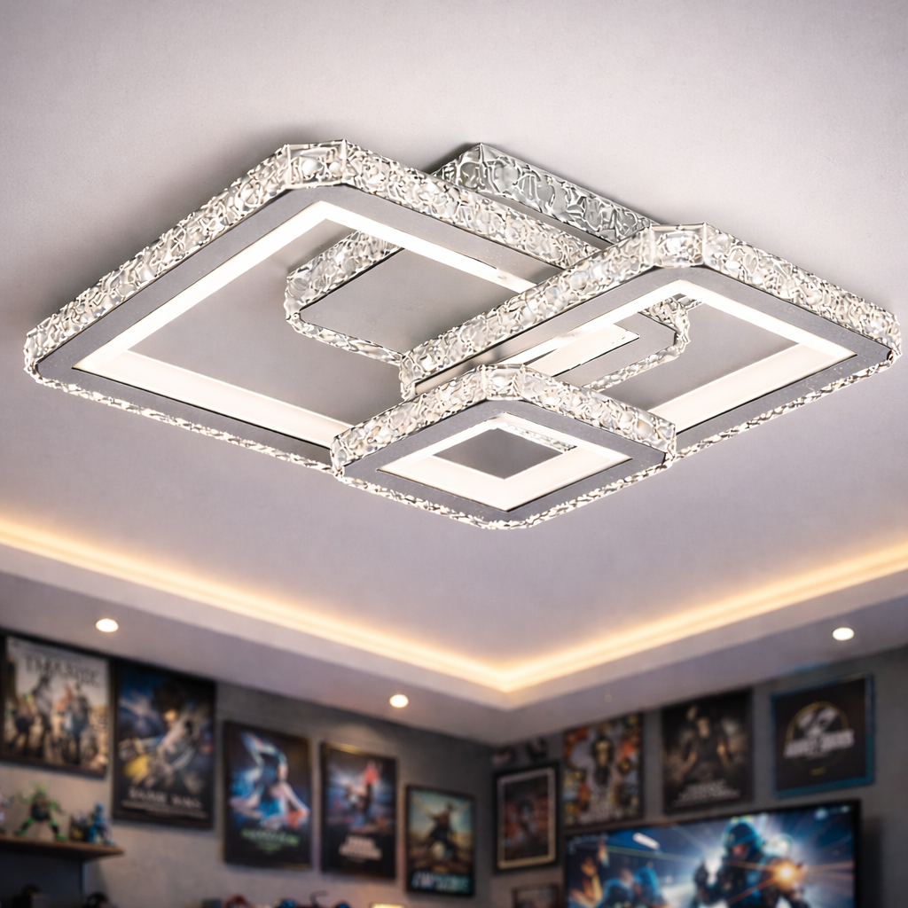 Lustra LED Kalista Alba Cristal RGB Echivalent 500W Telecomanda