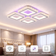 Lustra LED 2+2 SQUARE Cristal Alba RGB Echivalent 500W Telecomanda