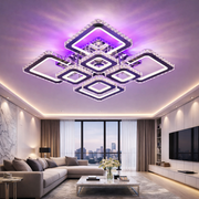 Lustra LED 4+4 Square Cristal Chrome Super RGB Echivalent 1000W