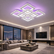 Lustra LED 4+4 Square Cristal Alba Super RGB Echivalent 1000W Telecomanda
