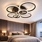 Lustra LED 4+2 CIRCLE Bubbles Black Echivalent 600W Telecomanda