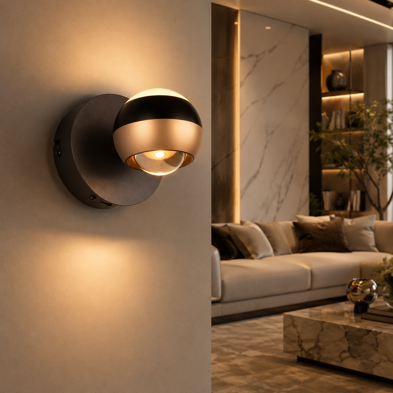 Aplica LED Orbit Premium, Rotire 360°, 3 lumini din buton, Dimabila, 5 ani Garantie