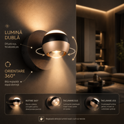 Aplica LED Orbit Premium, Rotire 360°, 3 lumini din buton, Dimabila, 5 ani Garantie