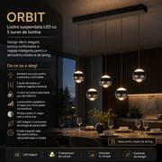 Lustra LED PREMIUM Suspendata Liniara SILVER ORBIT Echivalent 500W