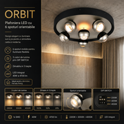 Lustra LED Premium SILVER ORBIT Echivalent 500W