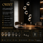 Lustra LED PREMIUM Suspendata SILVER ORBIT Echivalent 500W
