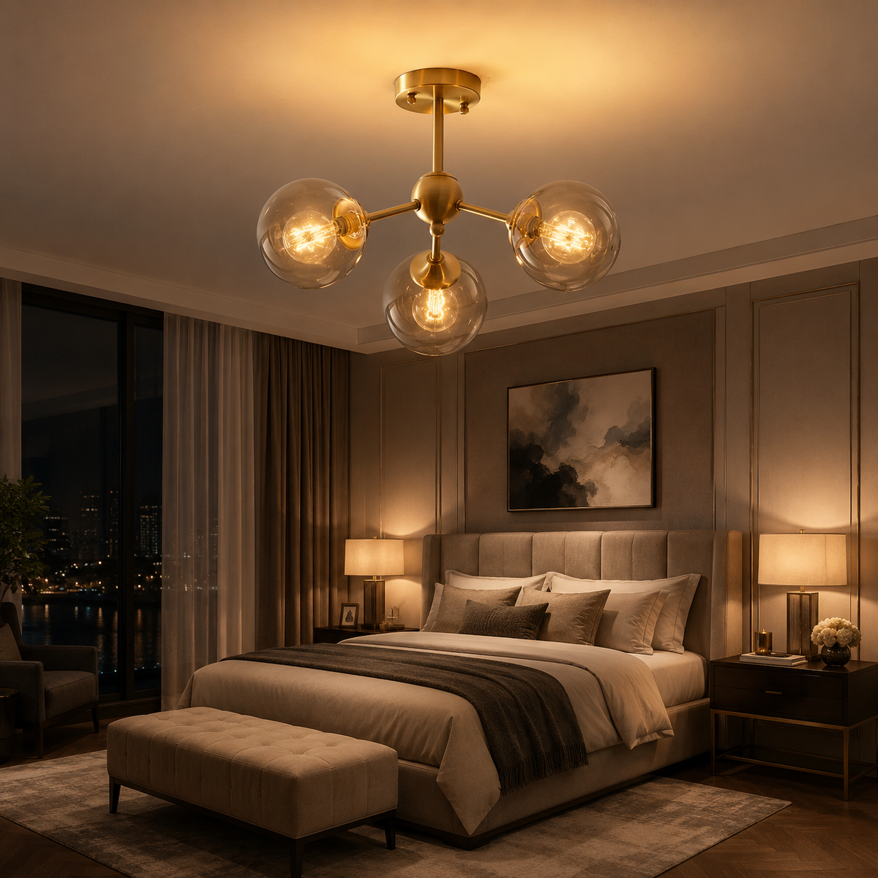Lustra Abajur Transparent GOLD 3xE14 Mario