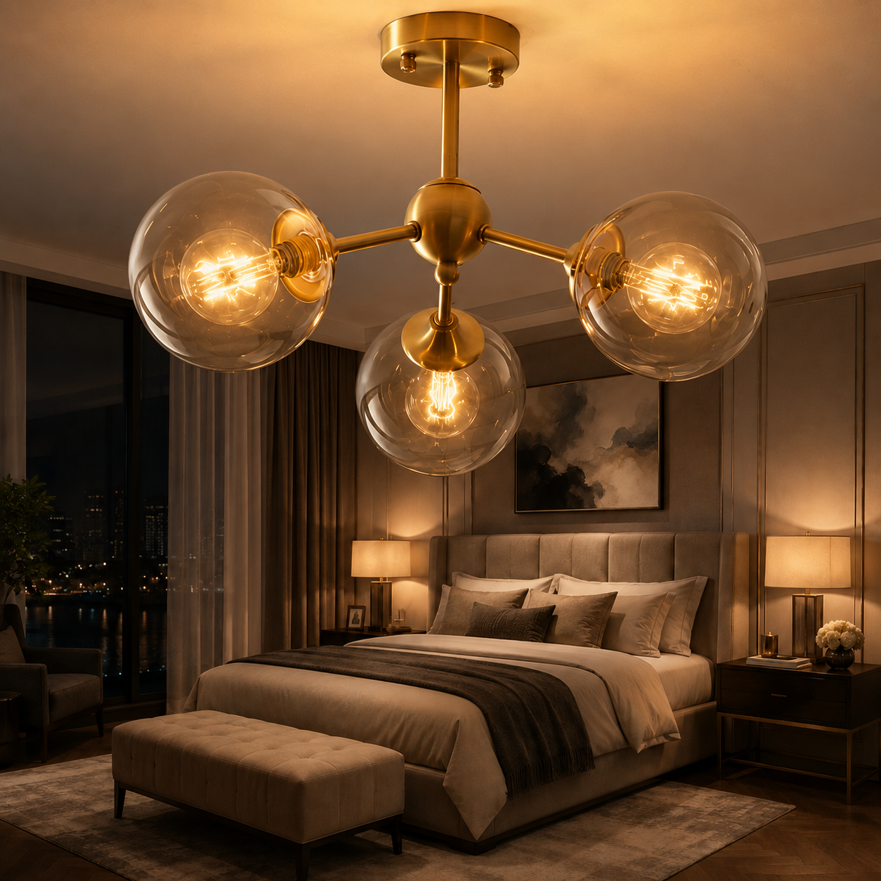 Lustra Abajur Transparent GOLD 3xE14 Mario