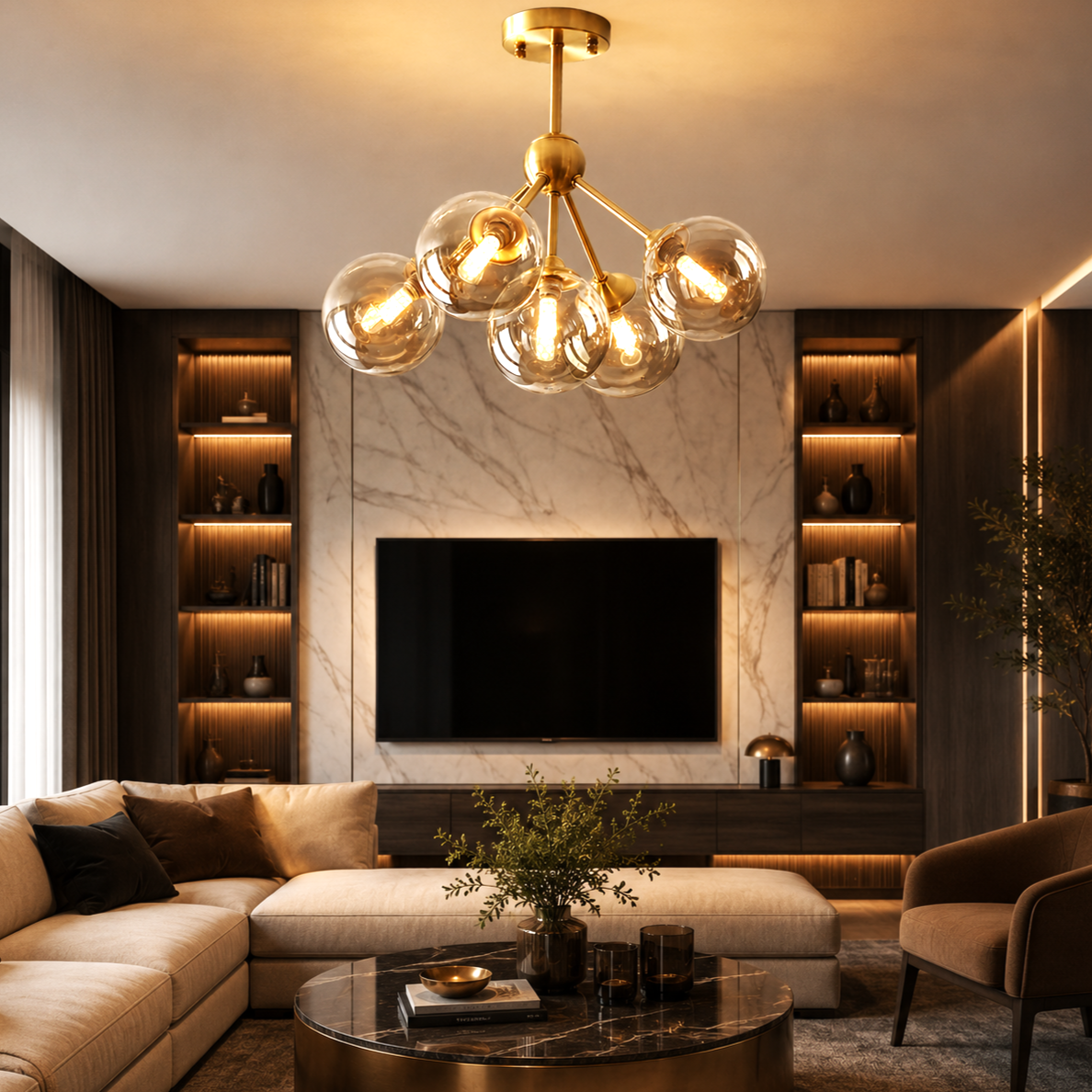 Lustra Abajur Transparent GOLD 5xE14 Mario