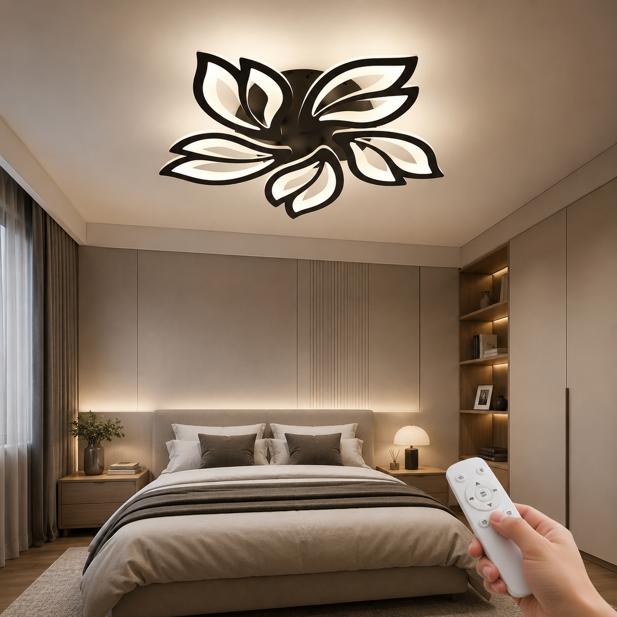 Lustra LED ANEMONE Black Echivalent 500W Telecomanda