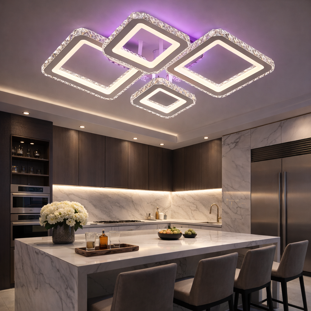 Lustra LED 2+2 DIAMOND RGB Alb Cristal Echivalent 400W Telecomanda