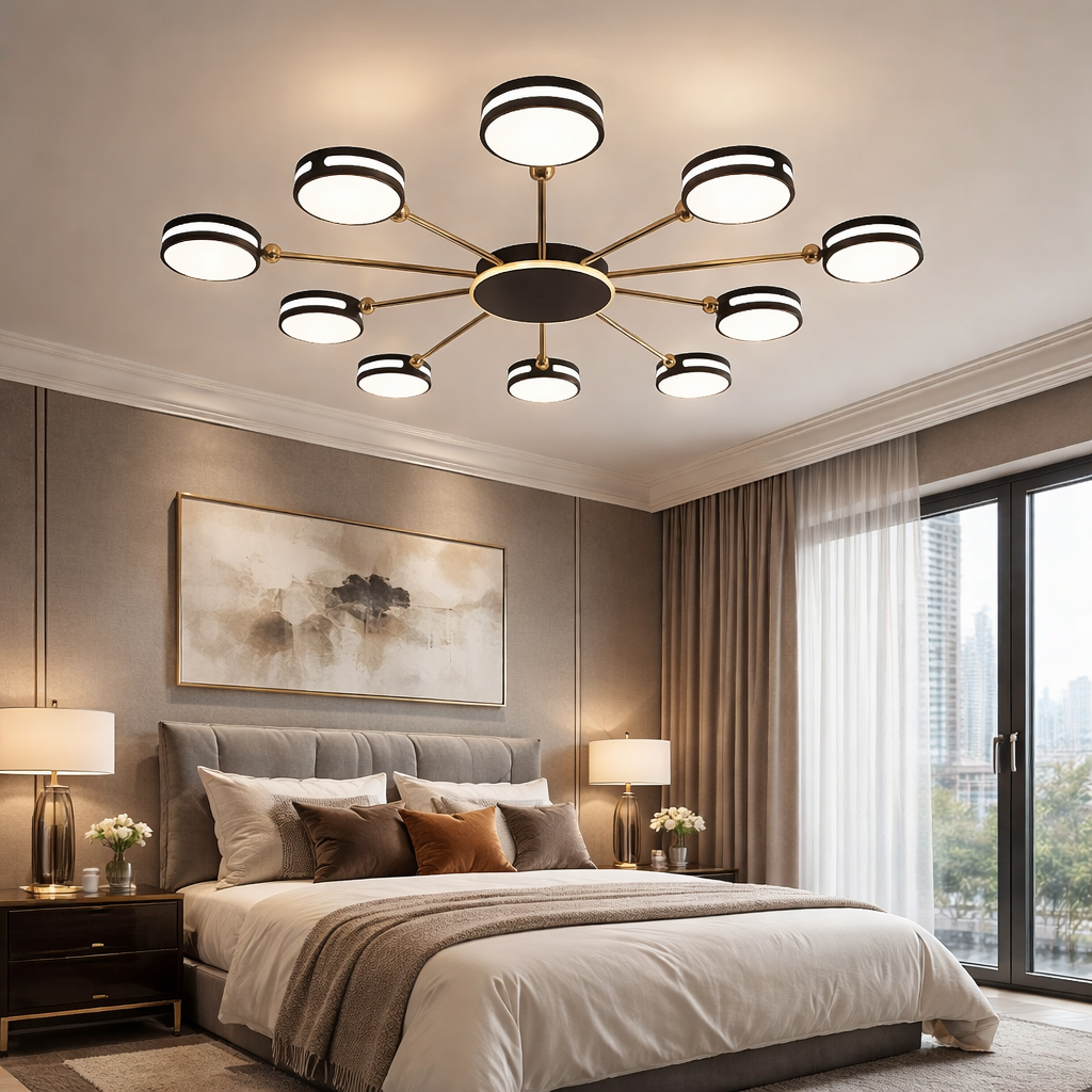 Lustra LED SESTO Black+Gold Echivalent 800W Telecomanda