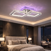 Lustra LED 1+1 SQUARE Chrome RGB Cristal Echivalent 400W Telecomanda