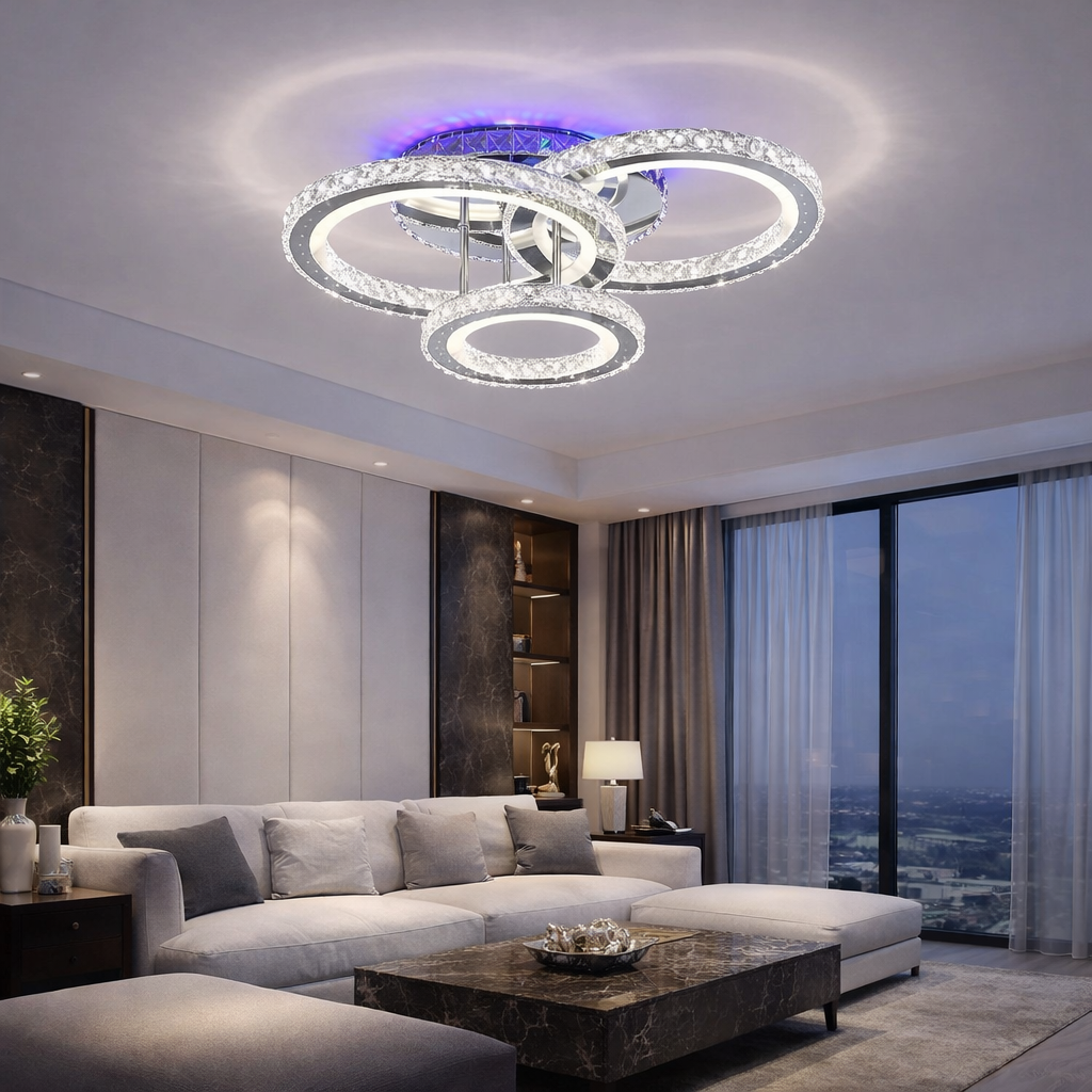 Lustra LED Cristal Ciryla Chrome RGB Echivalent 500W