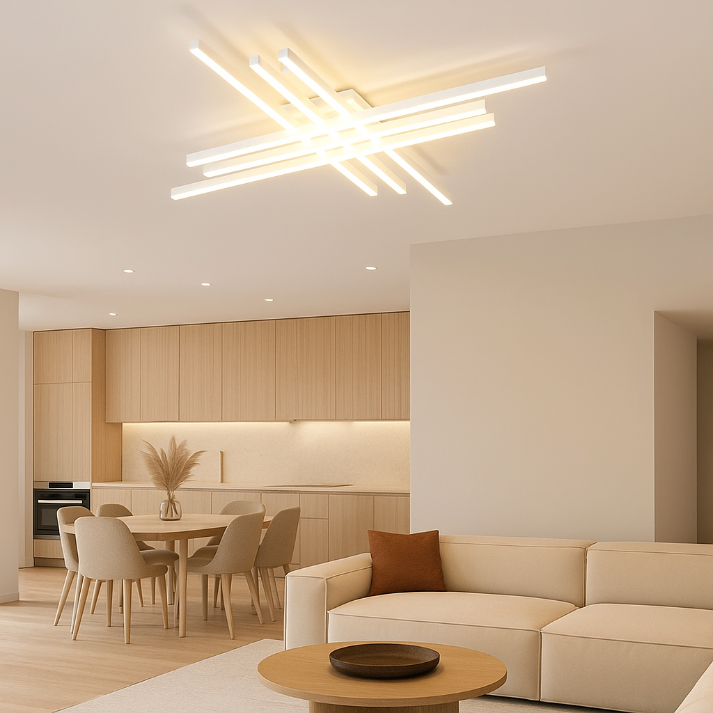 Lustra LED 6 Modern LINES Alb Echivalent 600W Telecomanda