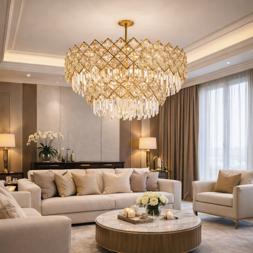 Candelabru Cristal Yanni Gold Deluxe Double Level